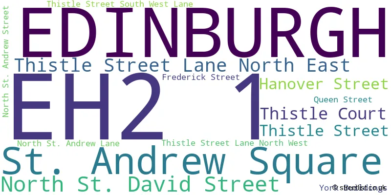 A word cloud for the EH2 1 postcode